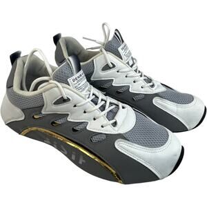JISHI Mens Chunky Sneakers Gray White Streetwear Shoes Size 12